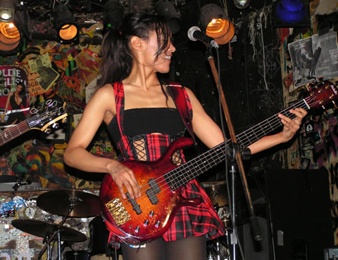 Bass player Monique seen here perfoming at CBGB club, NYC - (July 25th, 2006) 